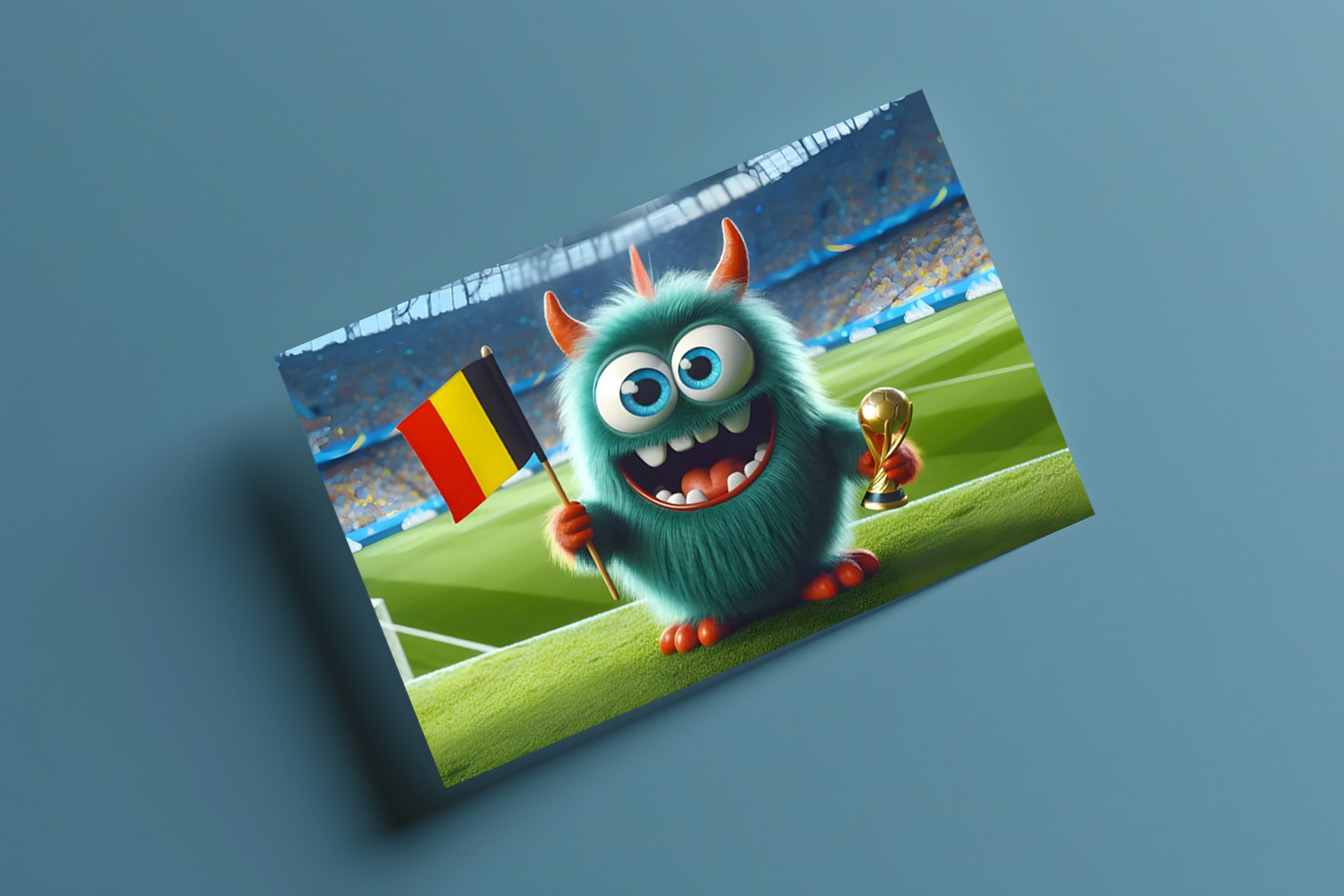 raxxa Postkarte: Das Belgische Whimsical Monster der Fußball-EM 2024