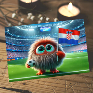 raxxa Postkarte: Das Kroatische Whimsical Monster der Fußball-EM 2024