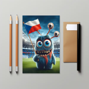 raxxa Postkarte: Das Tschechische Whimsical Monster der Fußball-EM 2024