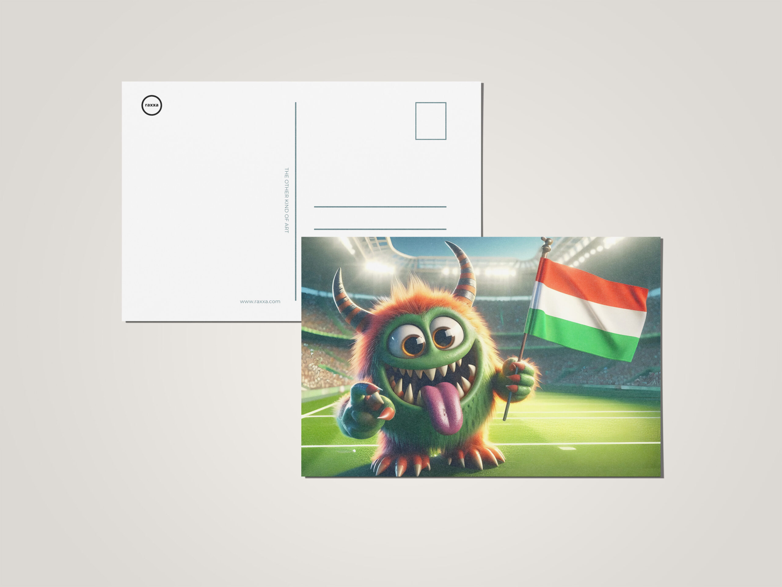 raxxa Postkarte: Das Ungarische Whimsical Monster der Fußball-EM 2024