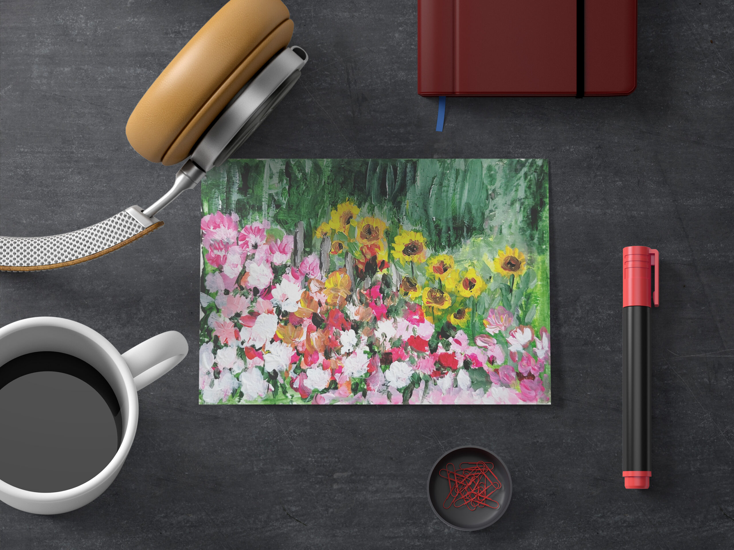 raxxa Postkarte: Dahlias and sunflowers