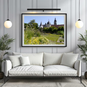 Poster: Klostergarten und Türme Kirche Kloster Schöntal