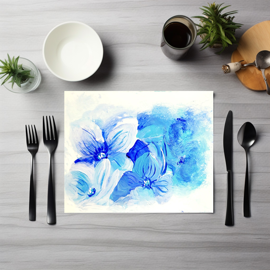 raxxa Premium-Tischset: Blaue Hortensienblüten – Bild 2