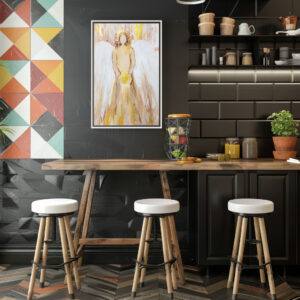 Poster: Engel mit Goldkugel