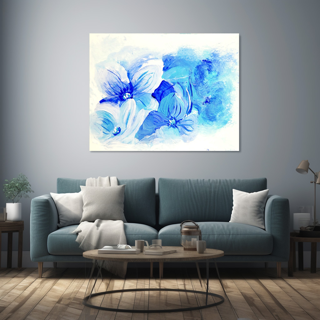 Poster: Blaue Hortensienblüten