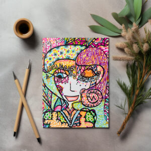 raxxa Postkarte: Mujer y sus colores alegres