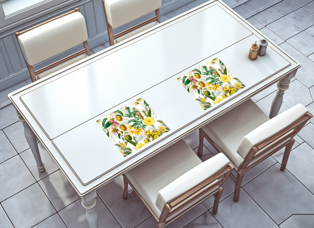 raxxa Premium-Tischset: Exotische Eleganz: Vintage-Dschungel mit Gelben Blumen und Blättern - Imagen 4