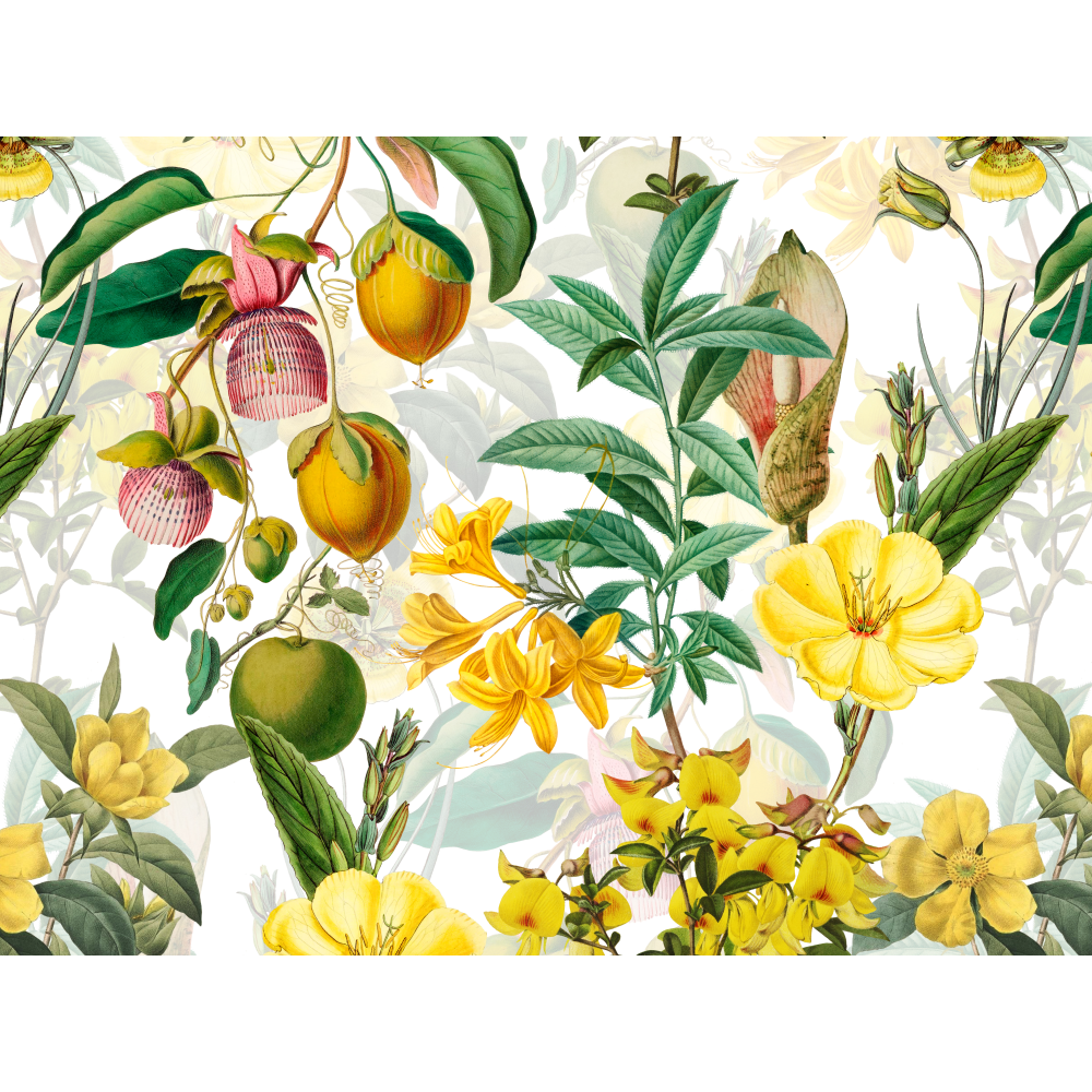 raxxa Premium-Tischset: Exotische Eleganz: Vintage-Dschungel mit Gelben Blumen und Blättern - Imagen 3