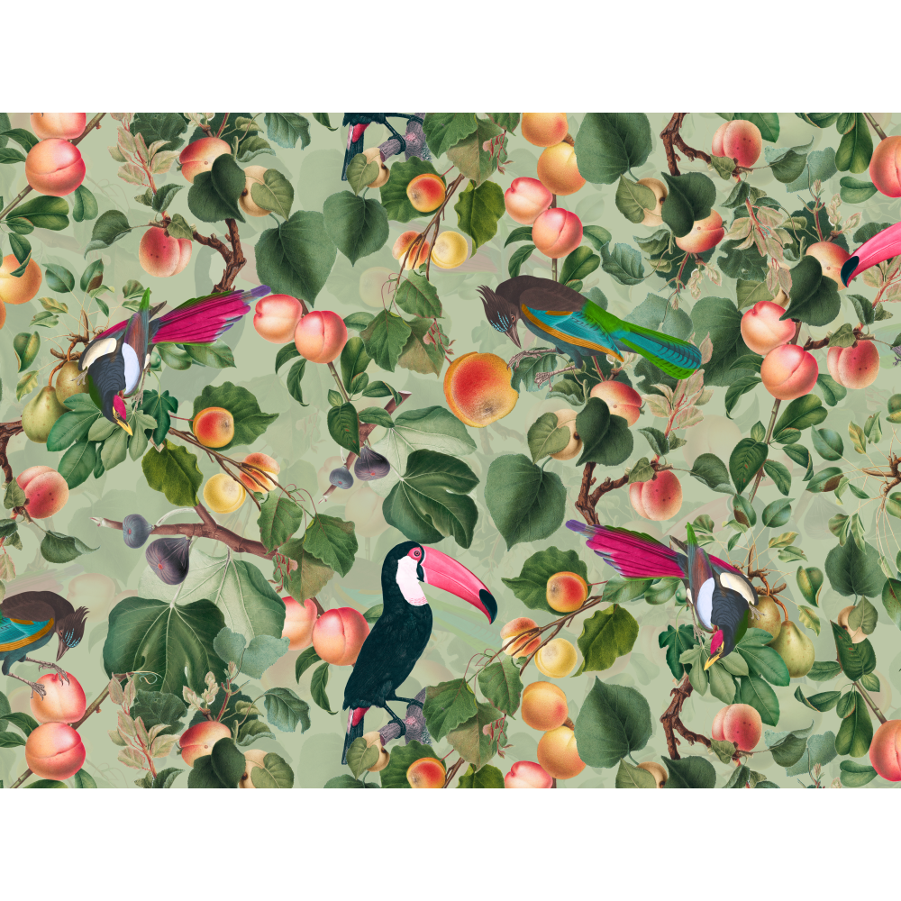raxxa Premium-Tischset: Exotische Vintage Tukans im Früchte Paradies – Bild 3