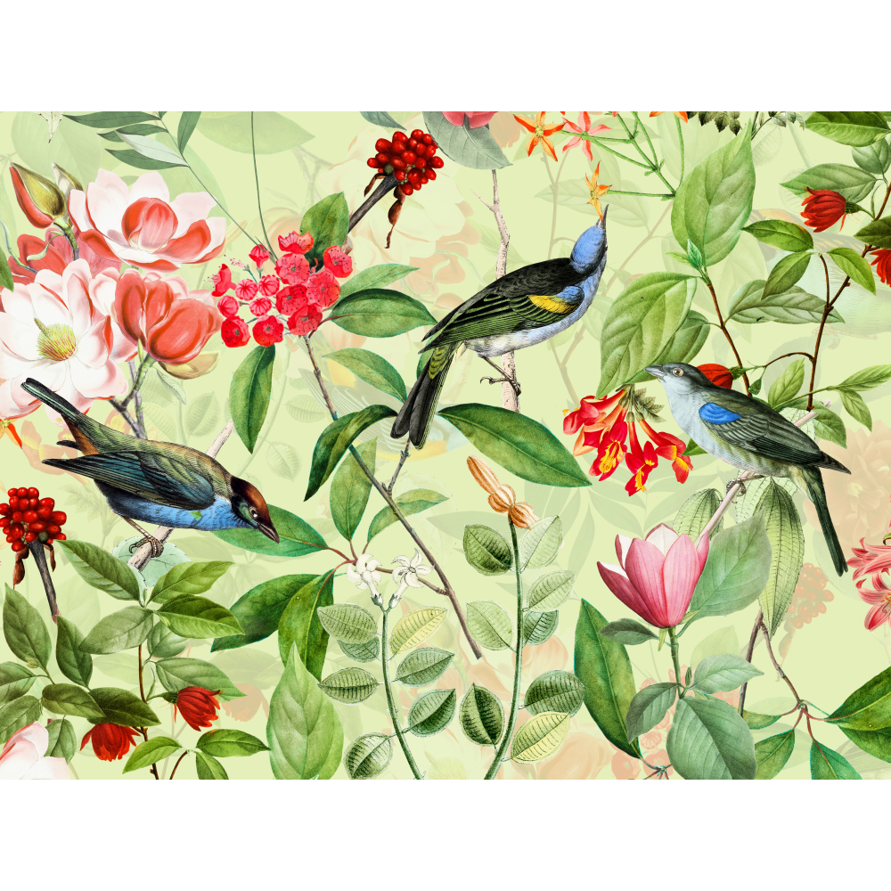 raxxa Premium-Tischset: Exotische Nostalgie: Vintage Vögel im Blüten Dschungel – Image 3