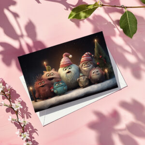 raxxa Postkarte: Verspielte Whimsical Monster zur Weihnachtszeit Motiv 4