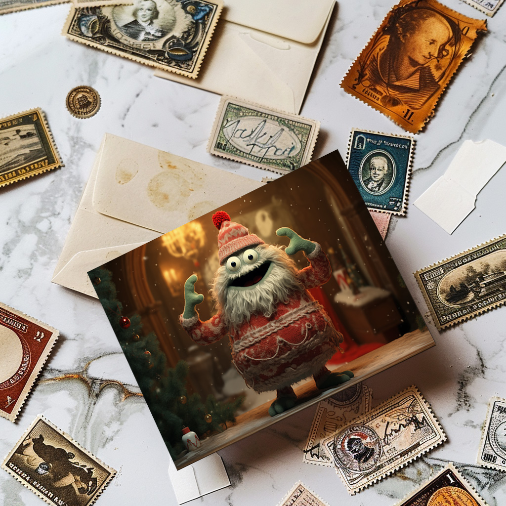raxxa Postkarte: Verspielte Whimsical Monster zur Weihnachtszeit Motiv 9