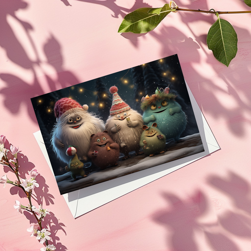 raxxa Postkarte: Verspielte Whimsical Monster zur Weihnachtszeit Motiv 12
