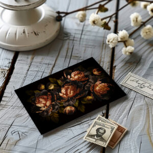 raxxa Postkarte: Düstere barocke Eleganz: Blumige Arrangements im Vintage-Stil