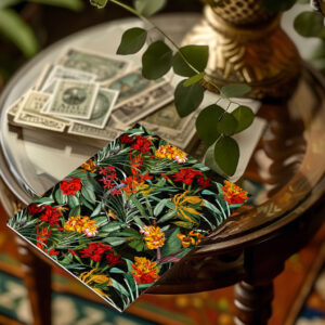 raxxa Postkarte: Dunkle Tropen Dschungel Reise: Mitternachts-Vintage mit Blumen und Blättern