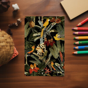 raxxa Postkarte: Mitternachtserwachen im Paradies: Vintage-Vogel Tropenmotiv