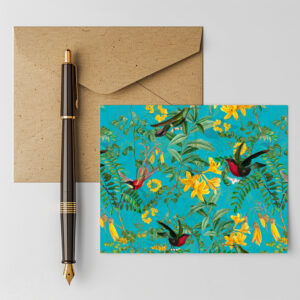 raxxa Postkarte: Kolibris im Vintage-Stil: Tropisches Dschungelmuster