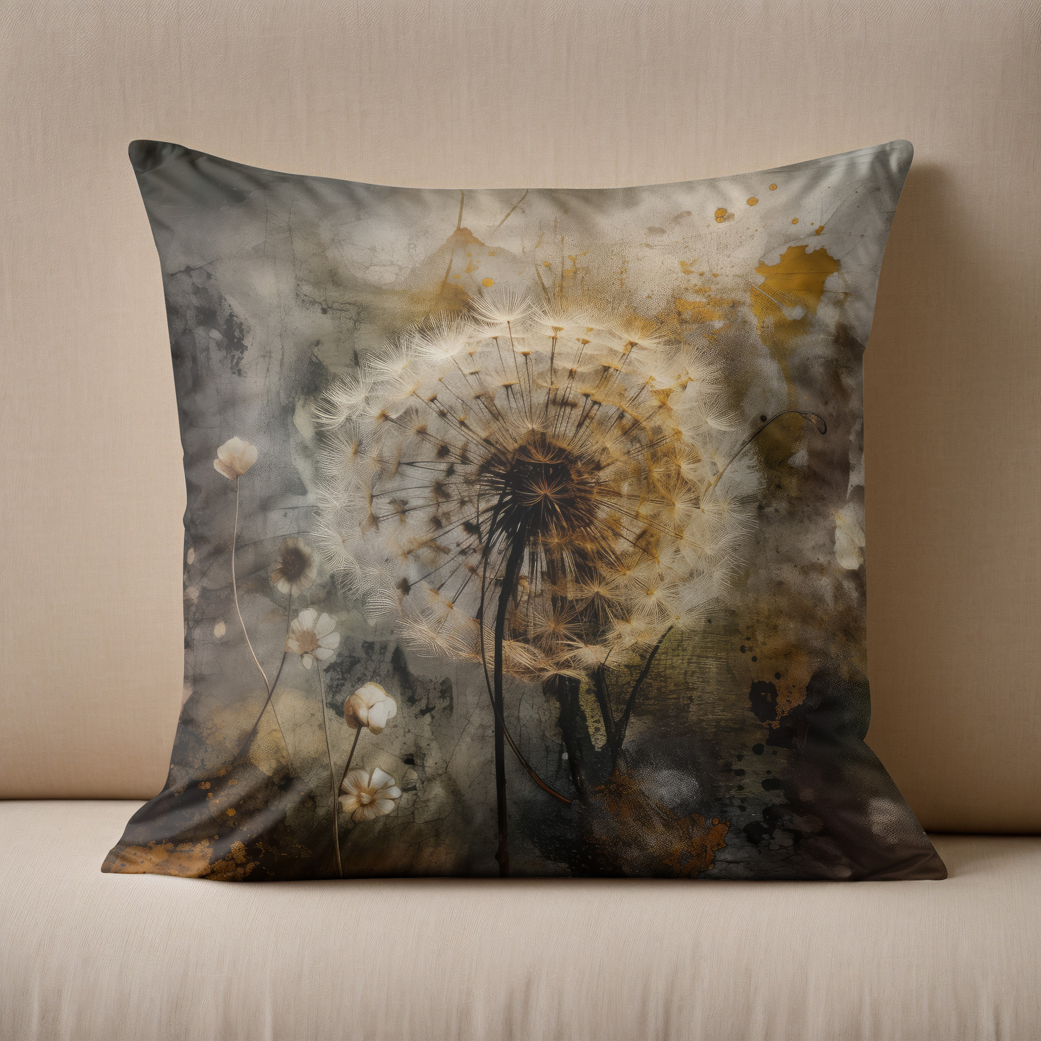 Kissen: Pusteblumen-Nachtgold