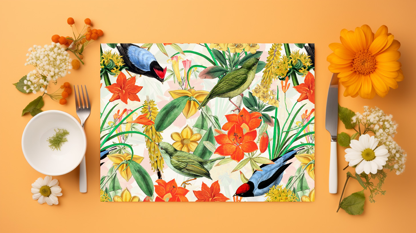 raxxa Premium-Tischset: Dschungelpracht vergangener Tage: Tropisches Vintage-Design