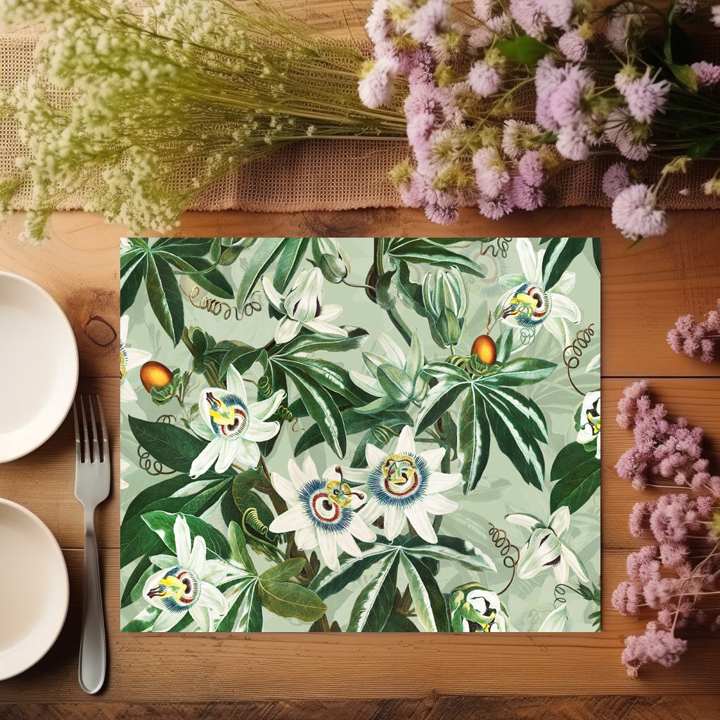 raxxa Premium-Tischset: Verwunschene Exotik: Vintage-Passionsblumen - Imagen 6