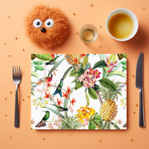 raxxa Premium-Tischset: Elegantes Erbe aus dem Dschungel: Vintage Kolibris und Ananas
