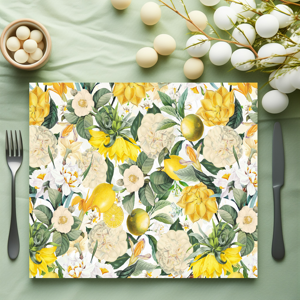 raxxa Premium-Tischset: Magie der Tropen: Magnolia Vintage-Blumen und Früchte