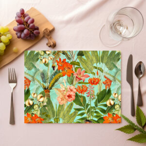 raxxa Premium-Tischset: Türkis Tropische Träume in Vintage: Blumen und Dschungel