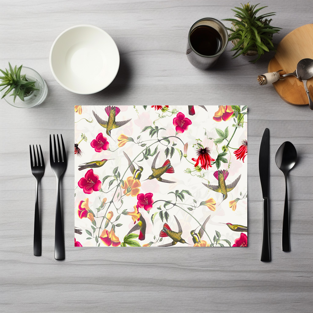 raxxa Premium-Tischset: Zauberhafte Vintage Kolibris und Blüten - immagine 6