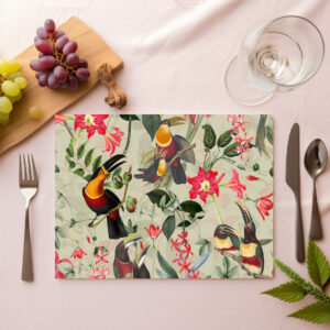 raxxa Premium-Tischset: Tukan Paradies im Retro-Look: Vintage-Dschungelmuster