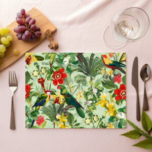 raxxa Premium-Tischset: Papagein im Bunten Exotischen Vintage Dschungel