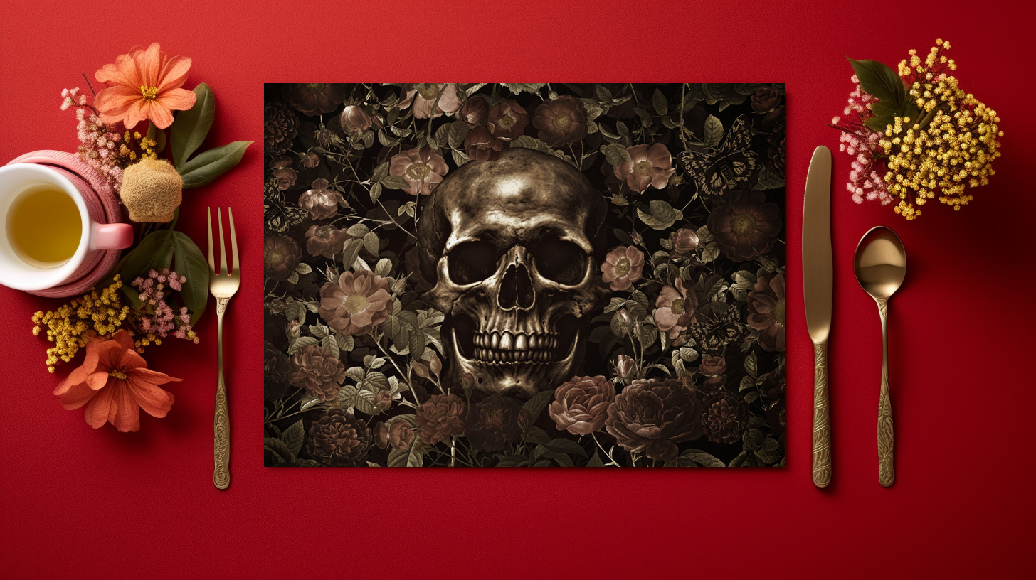 raxxa Premium-Tischset: Gothic Vintage Skull: Dunkle Eleganz – Bild 4