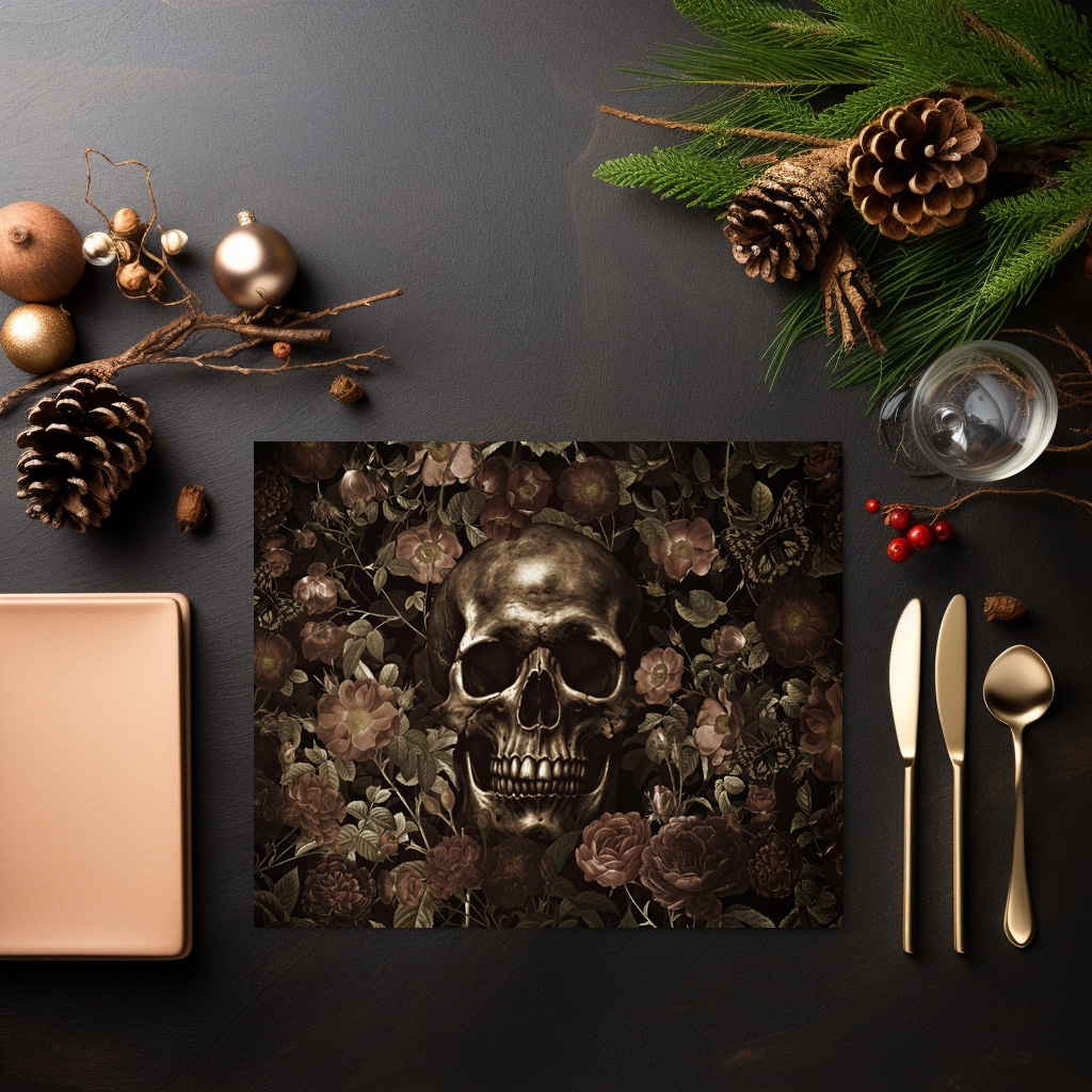 raxxa Premium-Tischset: Gothic Vintage Skull: Dunkle Eleganz – Bild 5