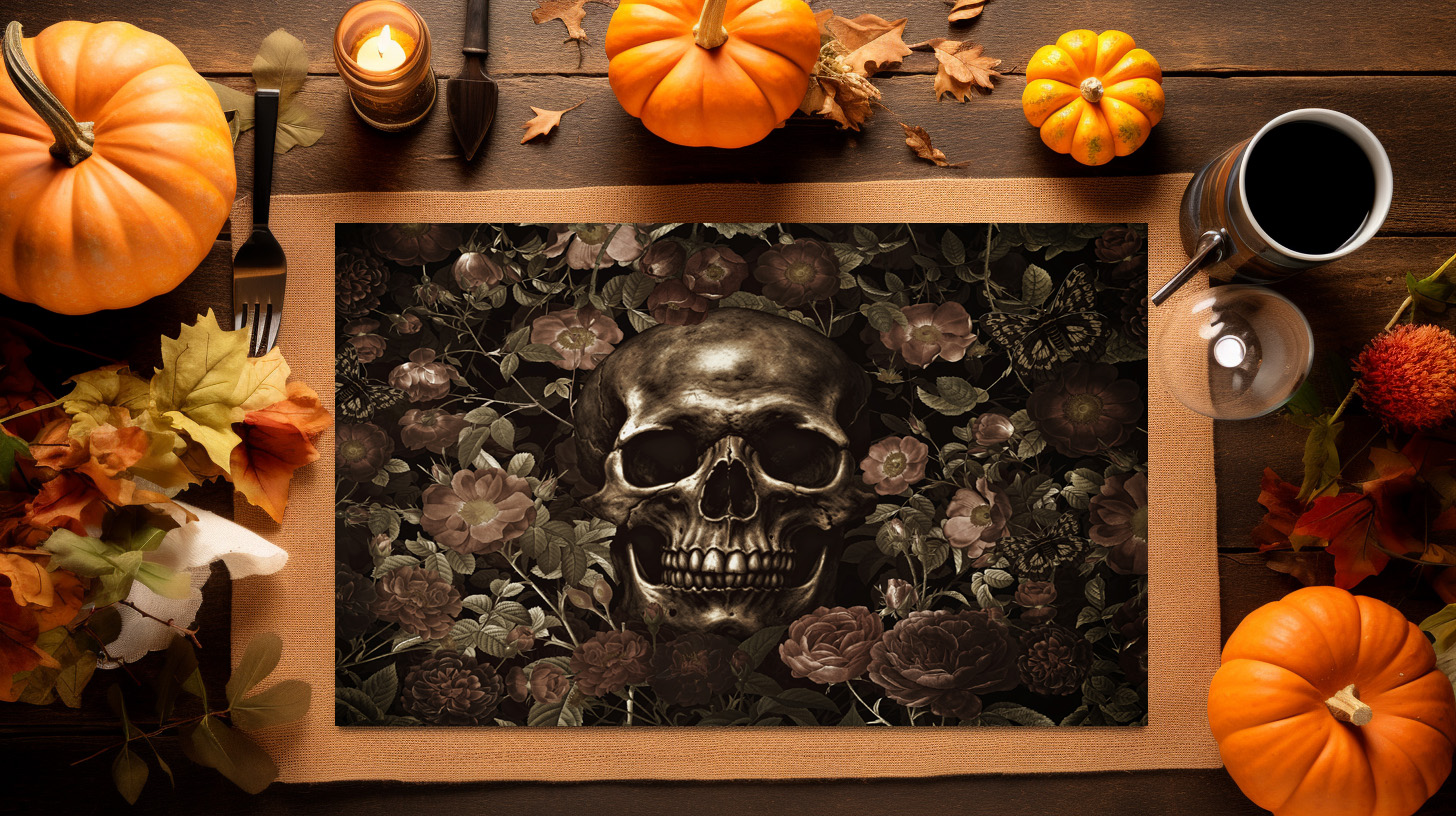 raxxa Premium-Tischset: Gothic Vintage Skull: Dunkle Eleganz – Bild 6