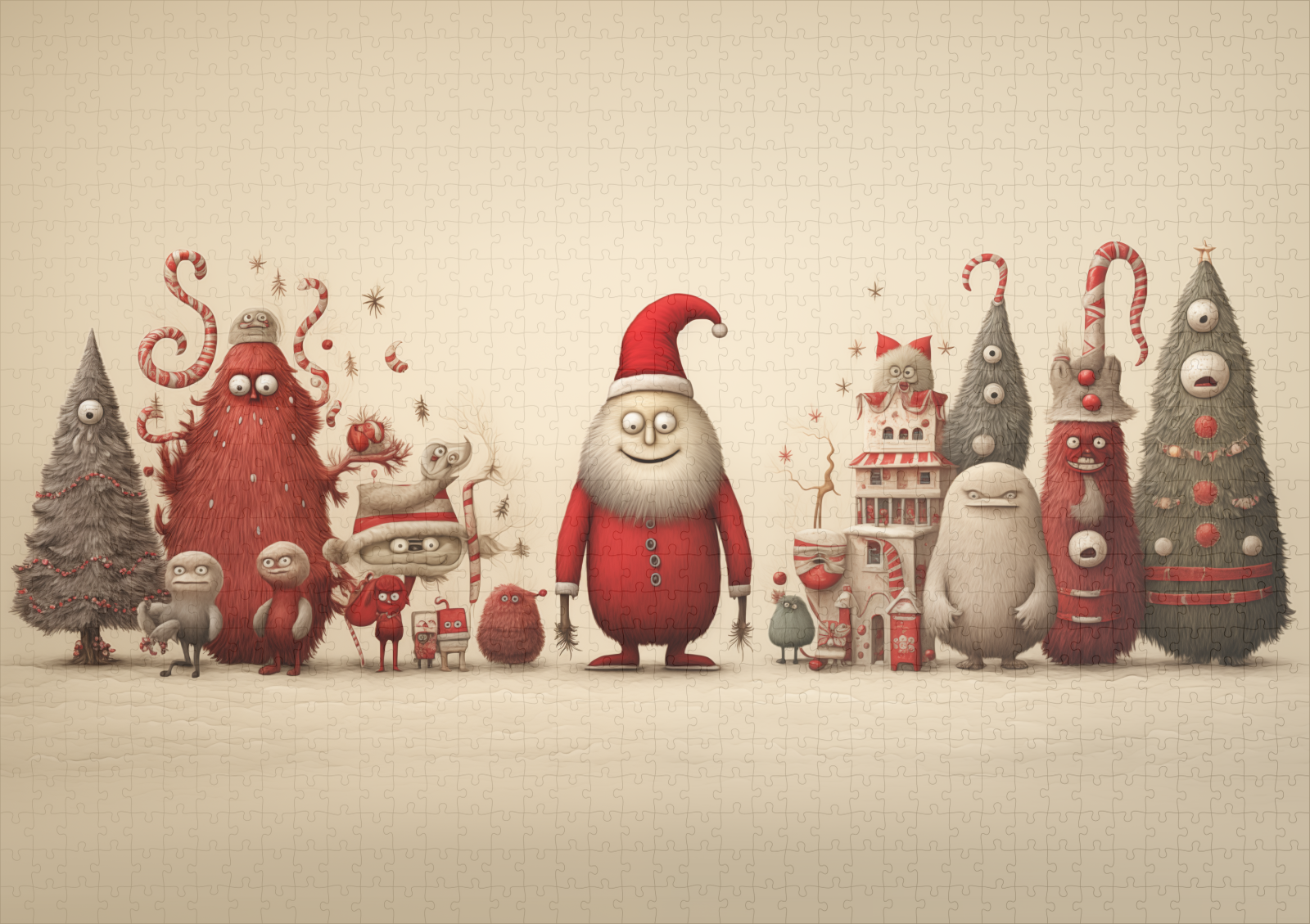 raxxa Premium-Puzzle: Verspielte Whimsical Monster zur Weihnachtszeit Motiv 10 – Bild 2