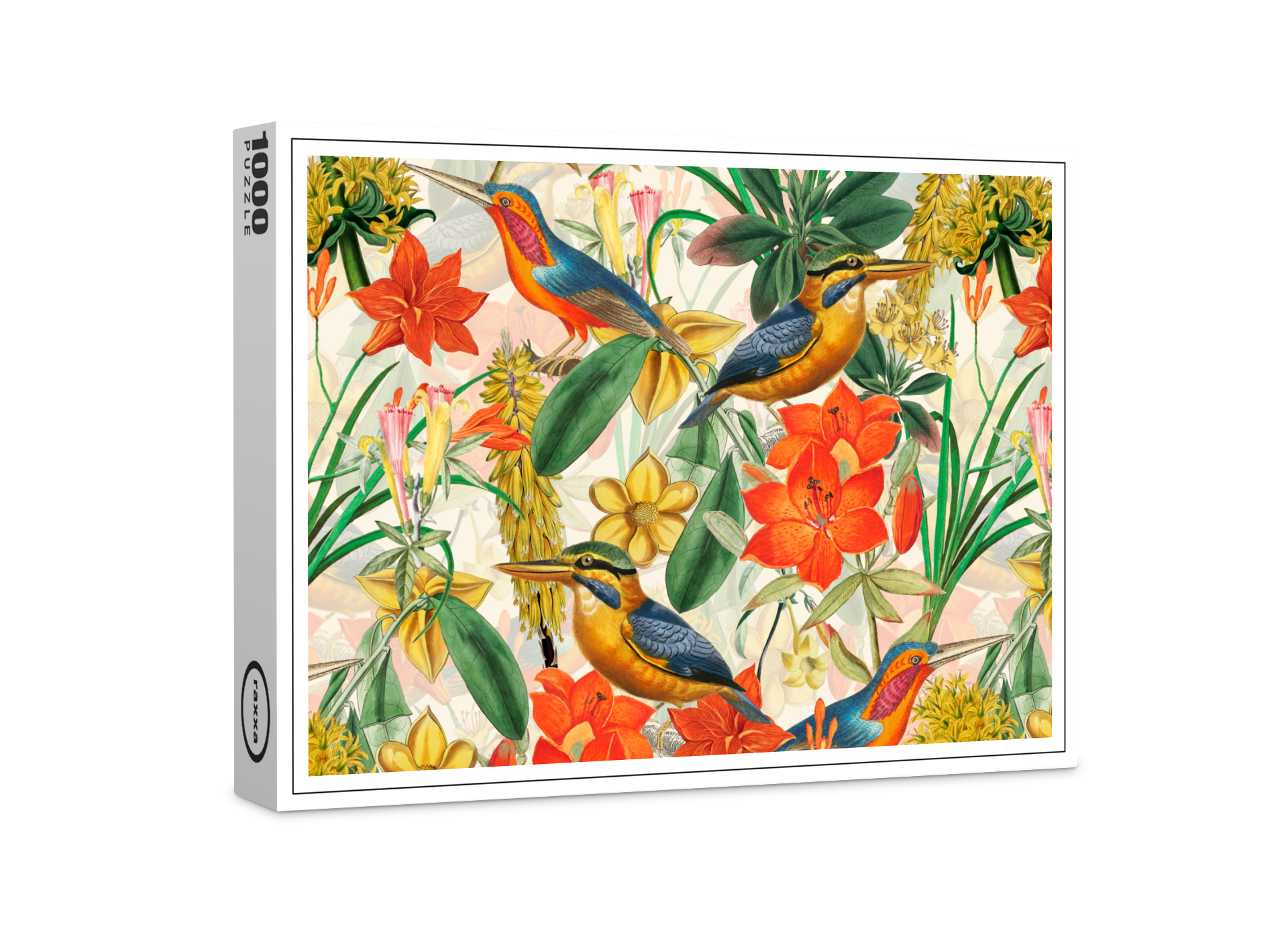 raxxa Premium-Puzzle: Blumenmeer im Regenwald - Vintage-Tropenmuster