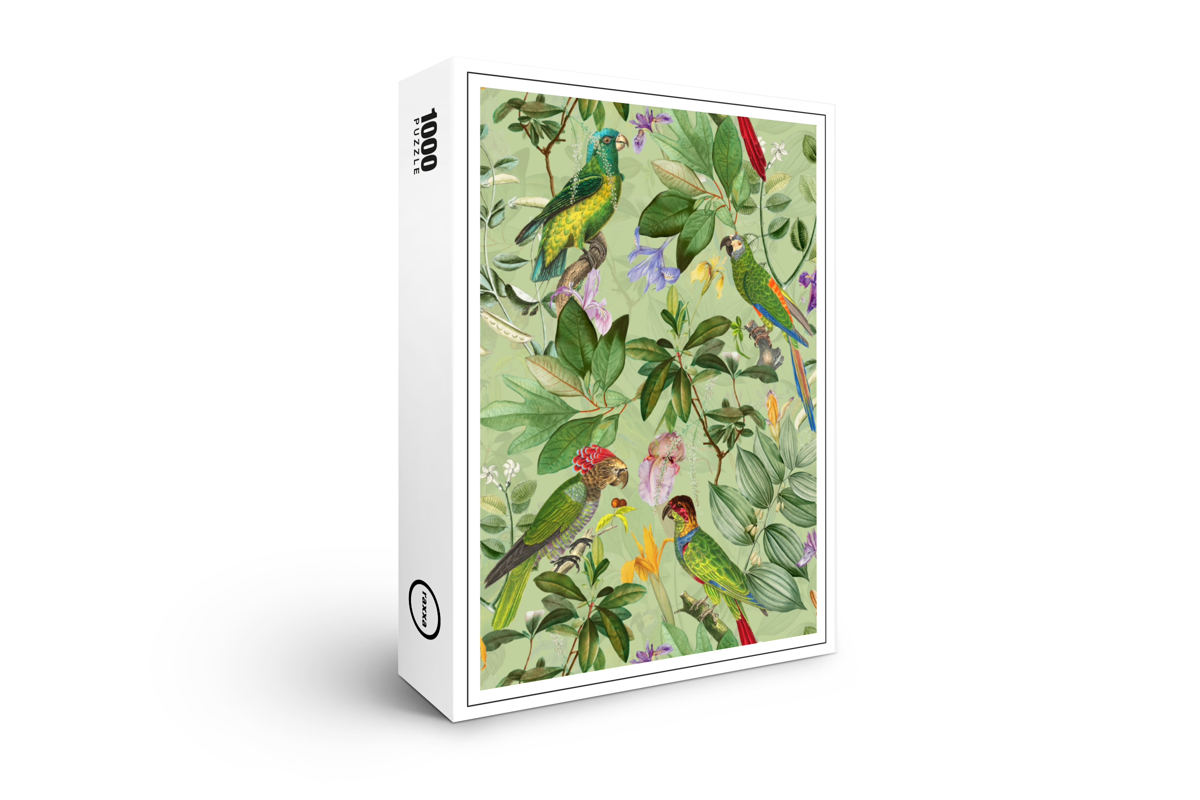 raxxa Premium-Puzzle: Papagein im Grünen Vintage Blumen Dschungel