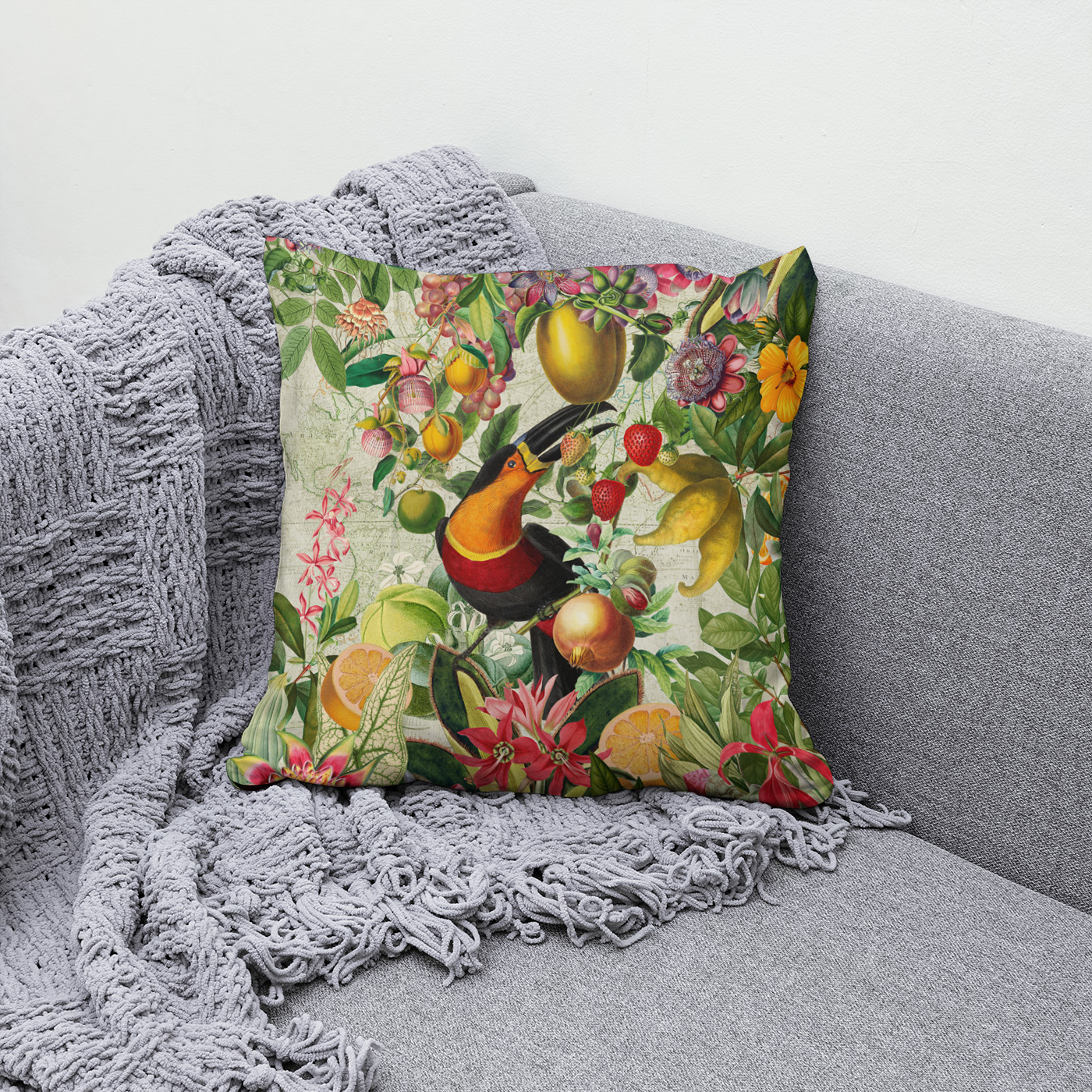 Kissen: Nostalgischer Tukan Dschungel 1