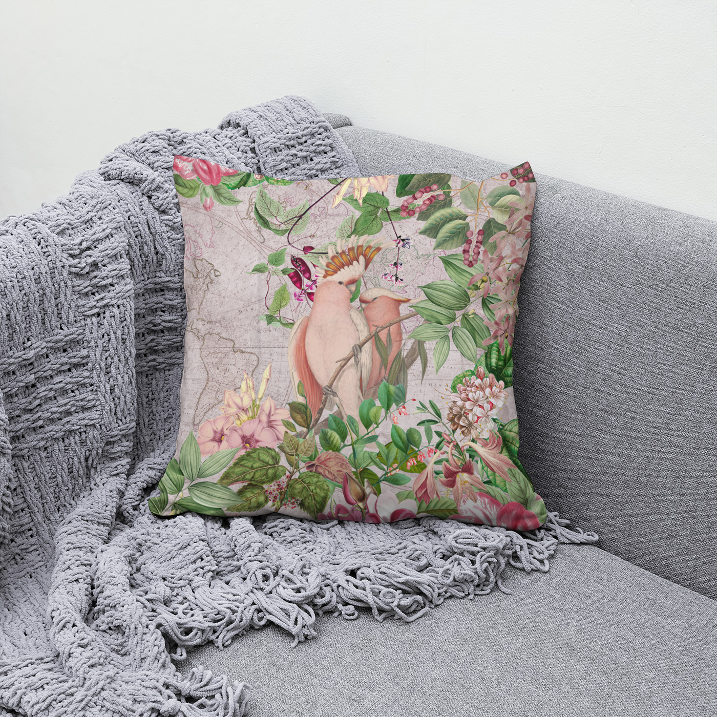 Kissen: Nostalgische Dschungel Kakadus