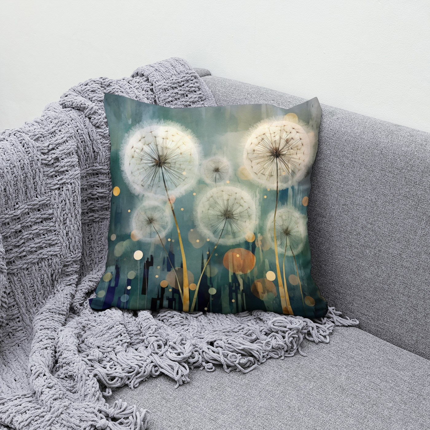 Kissen: Abstrakte Pusteblumenlandschaft