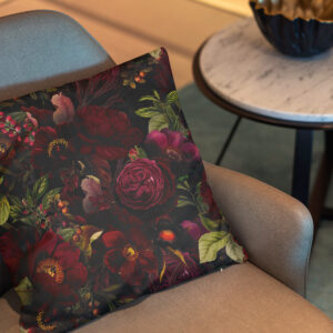 Kissen: Dunkle Opulente Blumenpracht Vintage Gothic Eleganz
