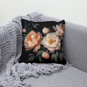 Kissen: Üppige Dunkelheit- Blumige Vintage-Gothic-Kunst