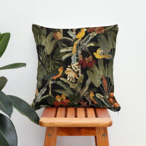Kissen: Mitternachtserwachen im Paradies- Vintage-Vogel Tropenmotiv
