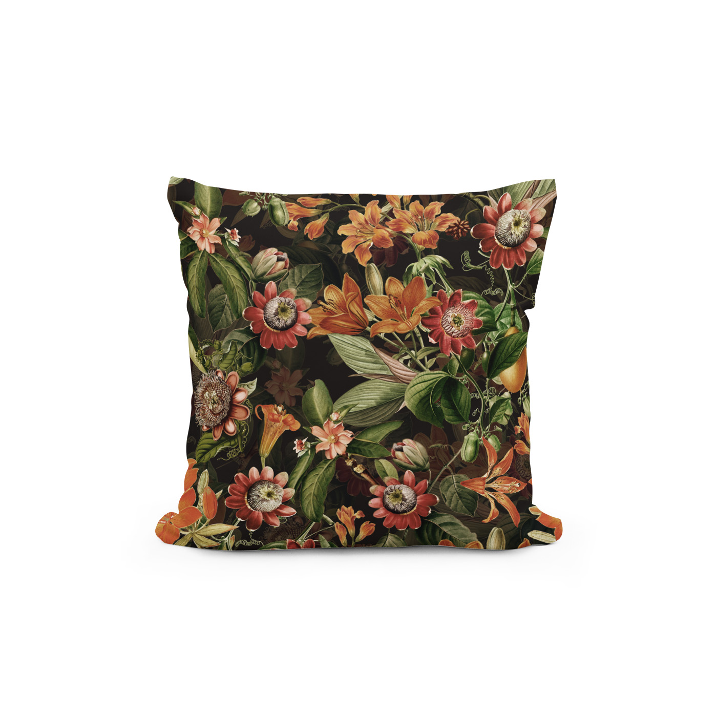 Kissen: Geheimnisvolle Blüten bei Nacht- Dunkles Vintage-Jungle-Muster - Imagen 2