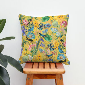 Kissen: Exotische Nostalgie- Tropische Vintage Vögel und Blüten