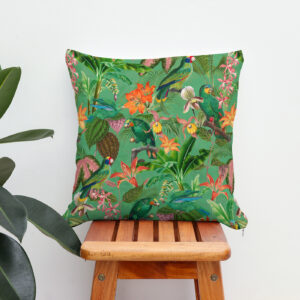 Kissen: Elegantes Erbe aus dem Dschungel- Vintage Papagein-Design