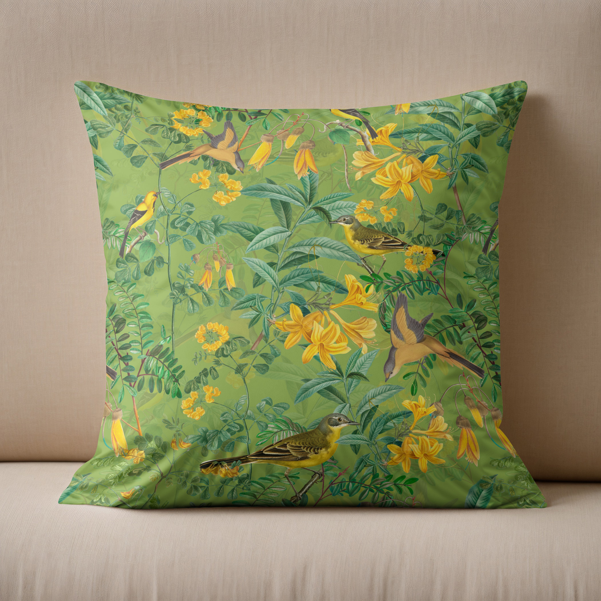 Kissen: Exotische Nostalgie- Tropische Vintage Dschungel-Kunst