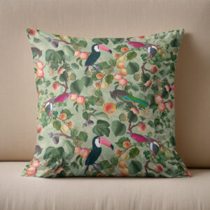 Kissen: Exotische Vintage Tukans im Früchte Paradies