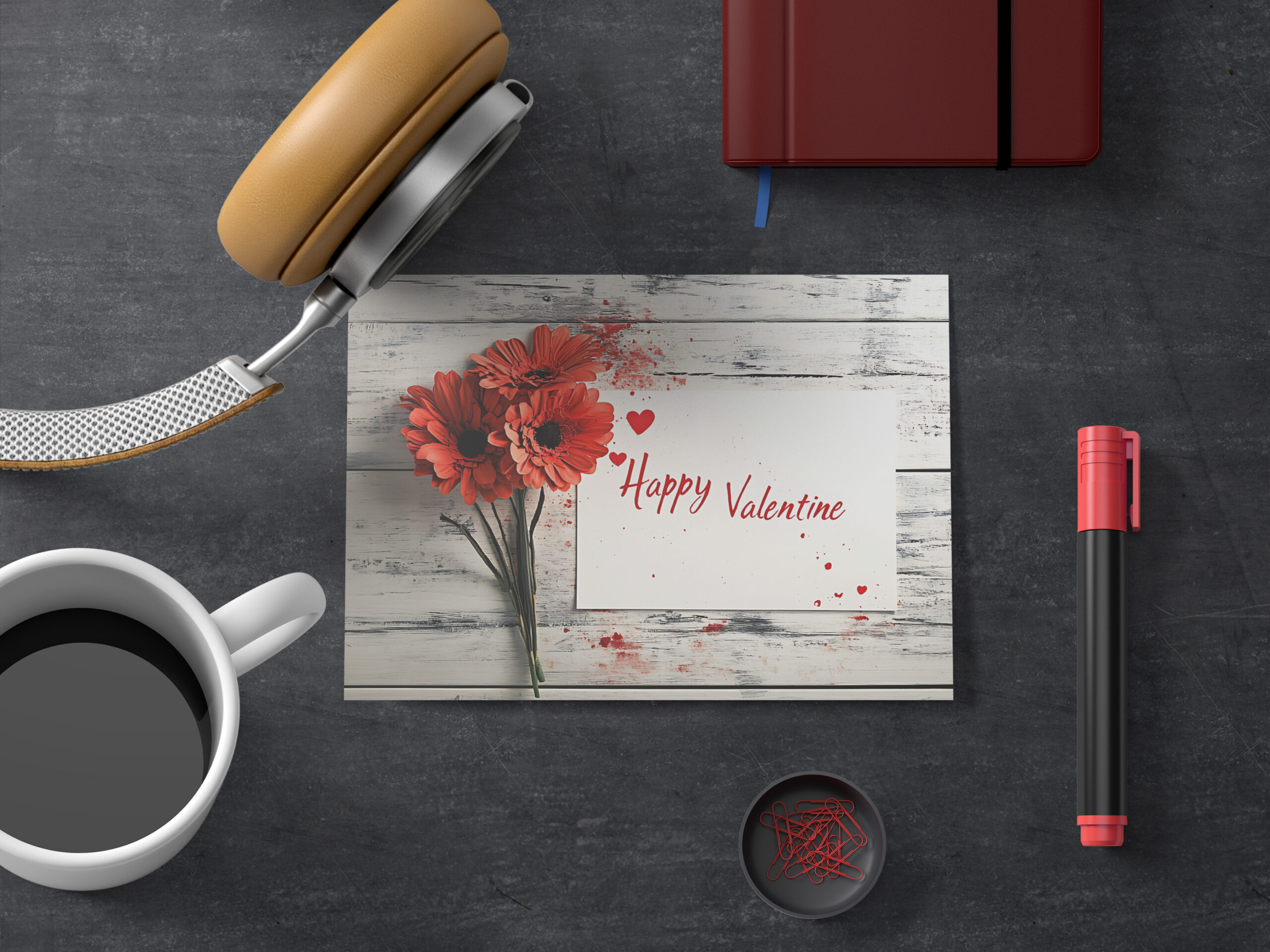 raxxa Postkarte: Valentins Blumen und Grußkarte