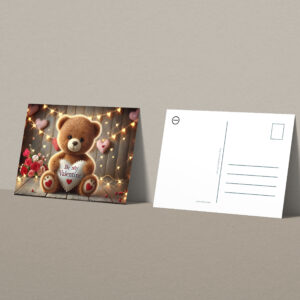 raxxa Postkarte: Niedlicher Valentinstags Teddy mit Herz