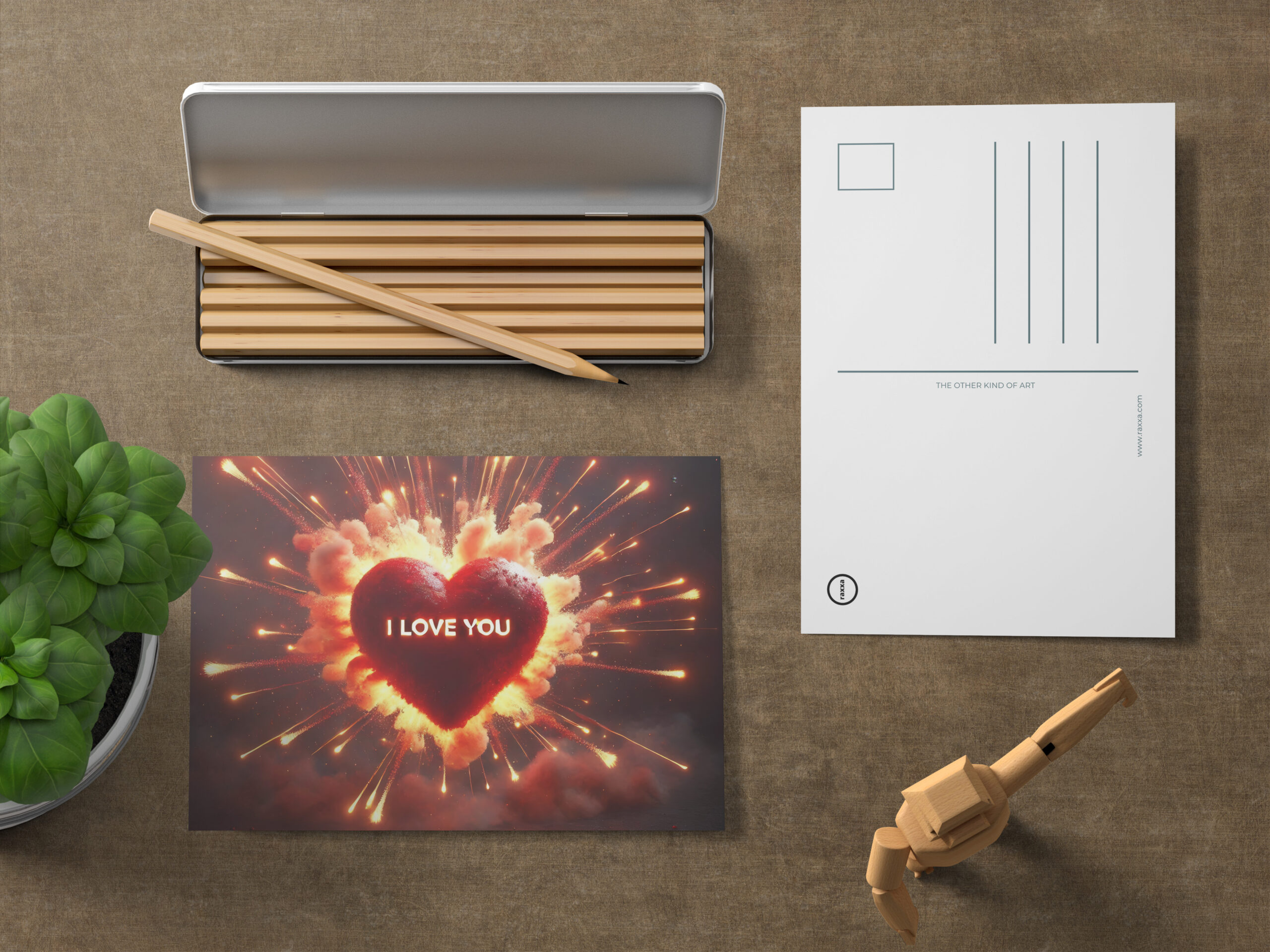 raxxa Postkarte: Explosives Herz - I LOVE YOU